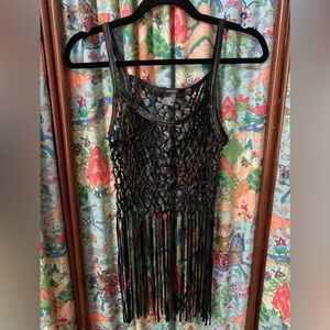 anthropologie ark & company crochet fringe top